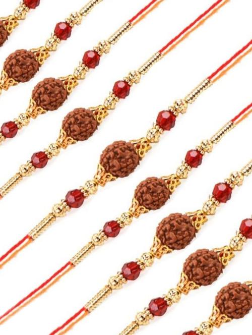 pack of 5 rakhi set with roli chawal & card - 20114385 - Very Small Image - 1