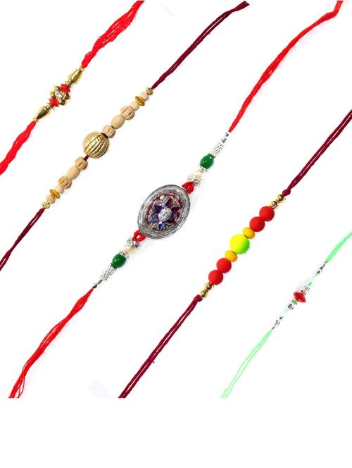 multi colored cotton thread rakhi combo - 20114400 - Very Small Image - 1