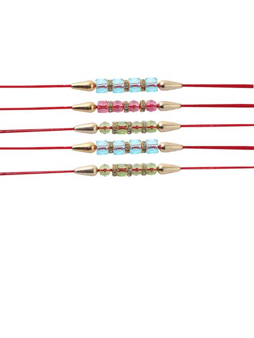 pack of 5 rakhi set with roli chawal & card - 20114418 - Very Small Image - 1