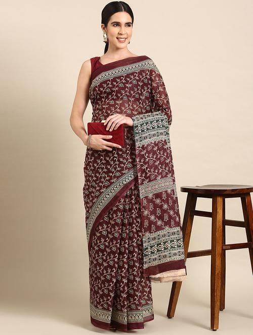 women's floral magenta colored saree - 20115106 - Very Small Image - 1