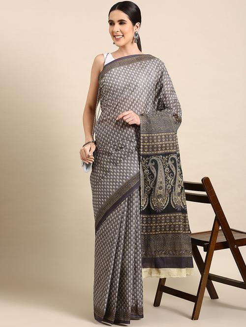 women's self design grey colored saree - 20115137 - Very Small Image - 1