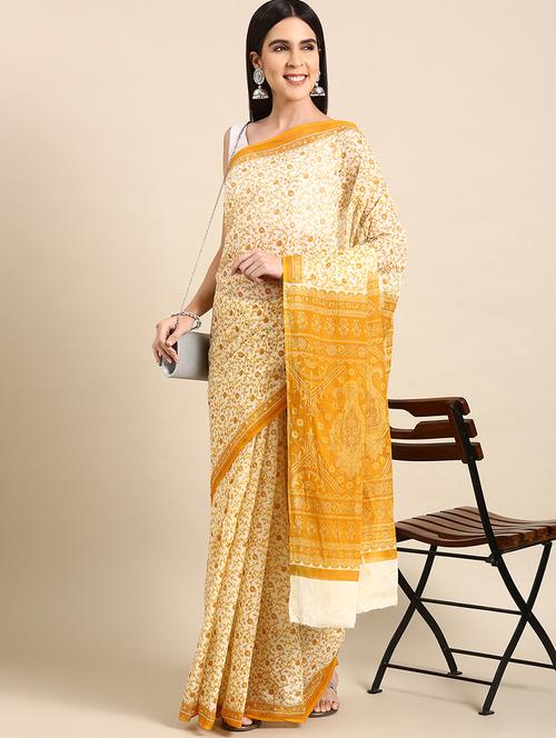 women's floral white colored saree - 20115149 - Very Small Image - 1