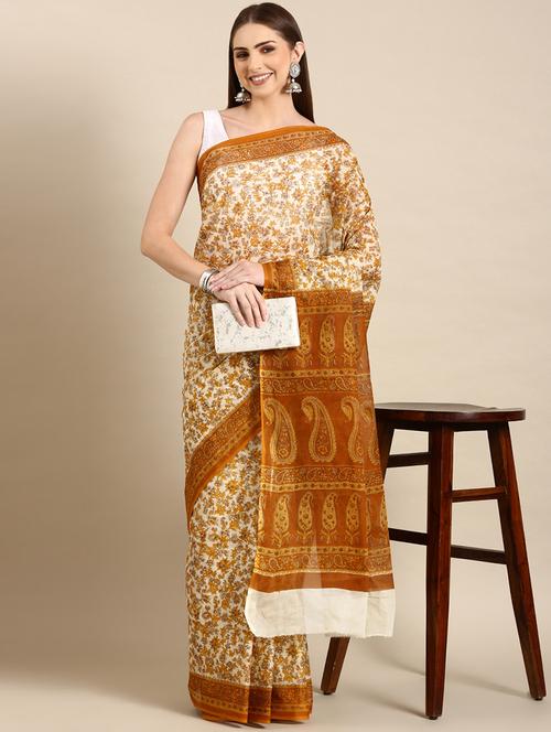 women's floral brown colored saree - 20115153 - Very Small Image - 1