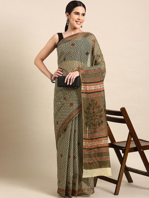 women's geometric multi colored saree - 20115157 - Very Small Image - 1