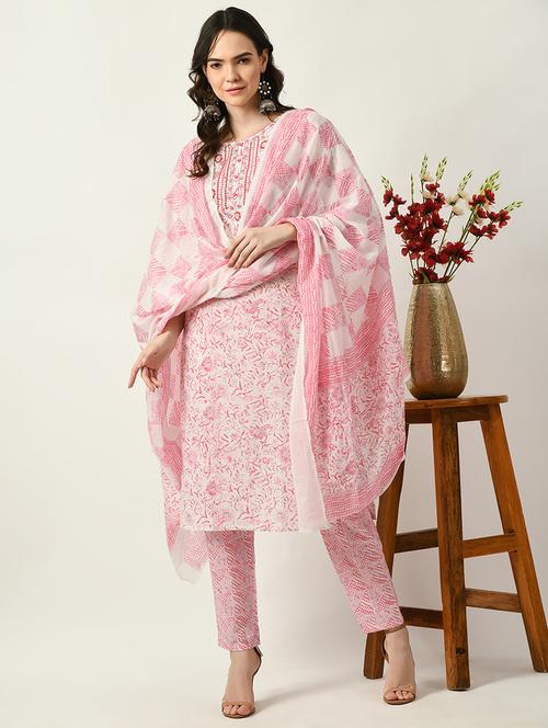 printed kurta pant set with dupatta - 20115180 - Very Small Image - 1