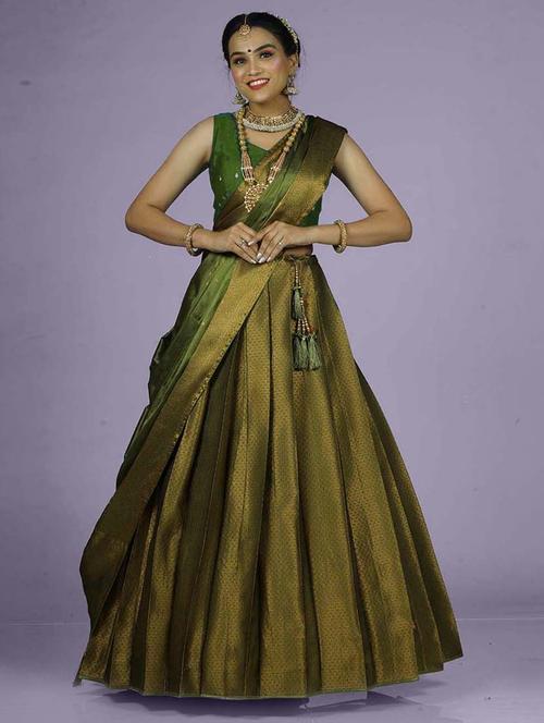 banarasi zari work a-line lehenga - 20115295 - Very Small Image - 1