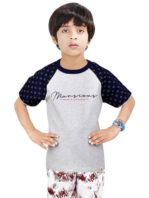 boys printed cotton shorts twin set - 20115784 - Very Small Image - 1