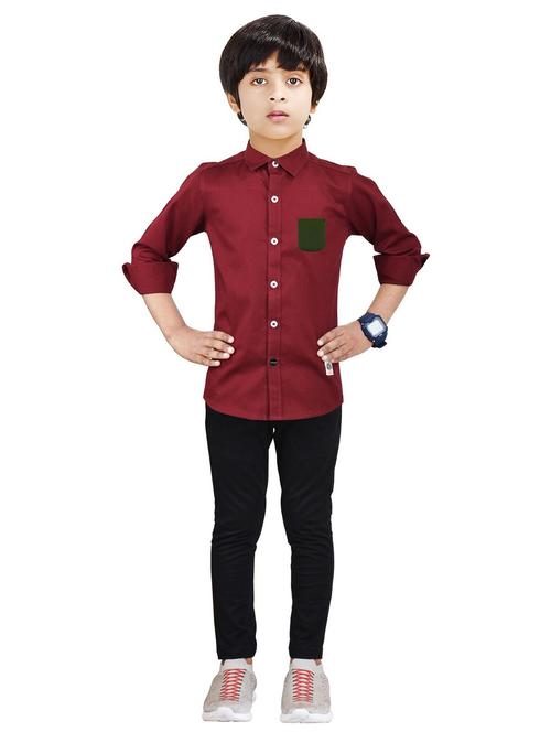 maroon solid full length twin sets - 20116400 - Very Small Image - 1