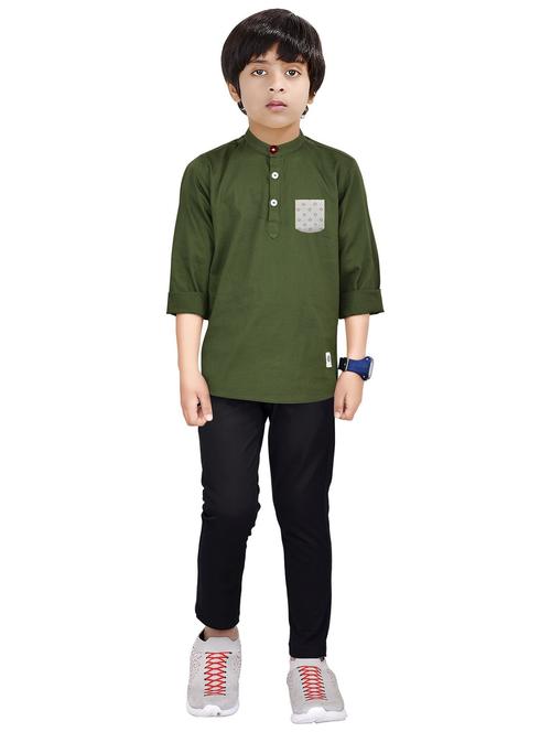 olive solid full length twin sets - 20116517 - Very Small Image - 1