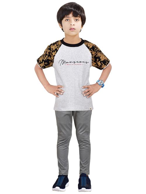grey printed round neck full length set - 20116642 - Very Small Image - 1