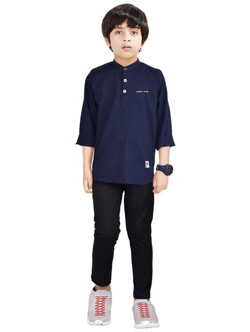 boys cotton full length twin set - 20116674 - Very Small Image - 1