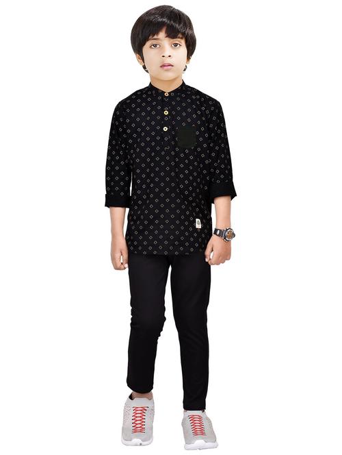 boys cotton full length twin set - 20116750 - Very Small Image - 1