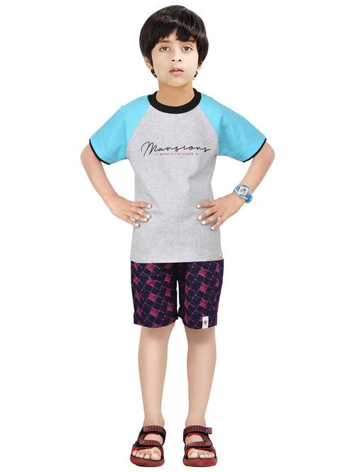 multi colored printed round neck shorts set - 20116805 - Very Small Image - 1