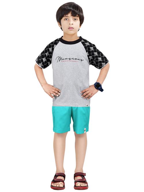 multi colored printed round neck shorts set - 20116923 - Very Small Image - 1
