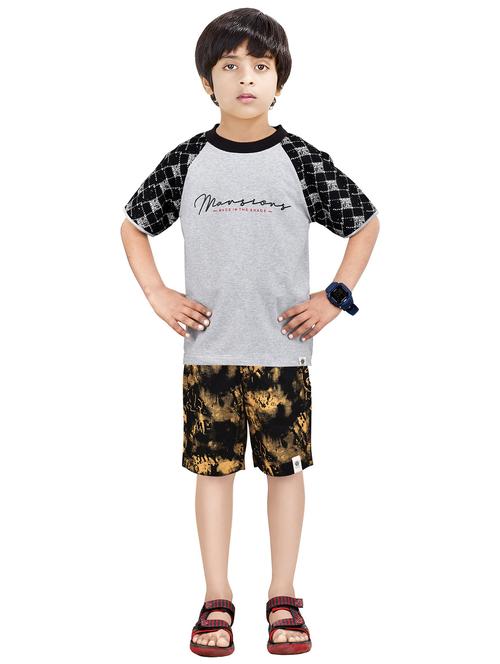 multi colored printed round neck shorts set - 20116928 - Very Small Image - 1
