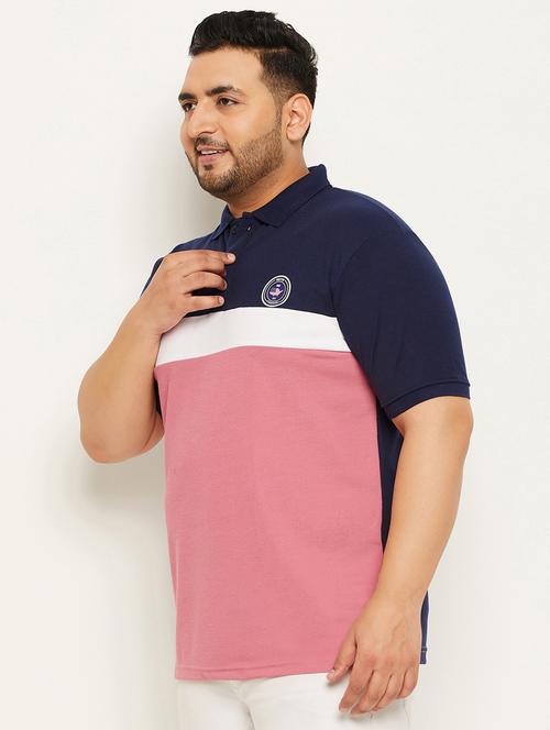 polo neck plus size color block t-shirt - 20117163 - Very Small Image - 1