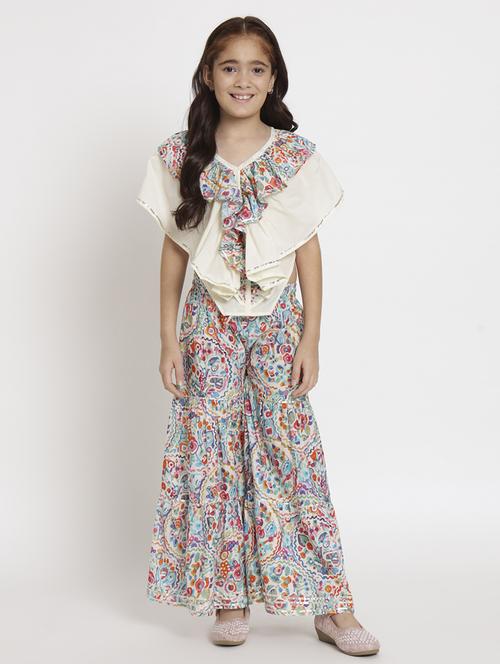 girls multi colored printed layered top & trouser set - 20117199 - Very Small Image - 1