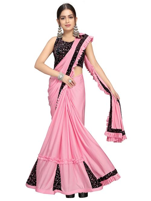 pink woven saree with blouse - 20117520 - Very Small Image - 1