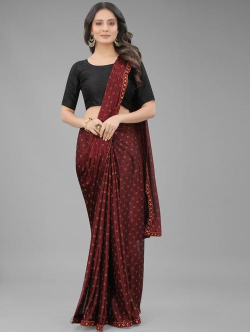 maroon woven saree with blouse - 20117541 - Very Small Image - 1
