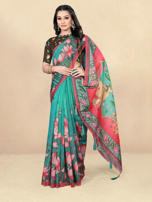 women's kalamkari multi colored saree - 20117579 - Very Small Image - 1