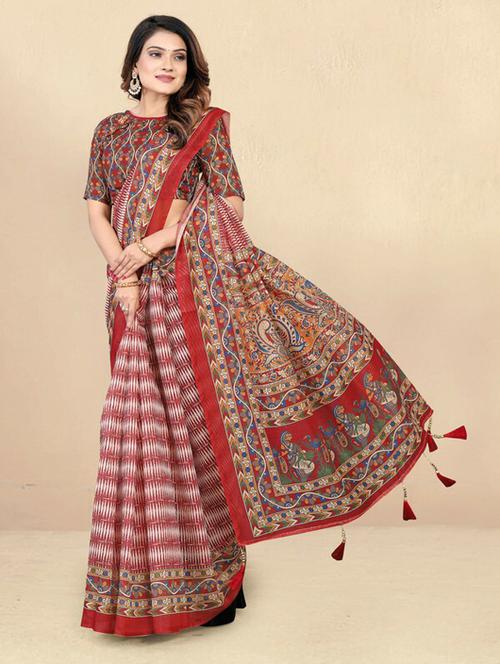 women's printed multi colored saree - 20117580 - Very Small Image - 1