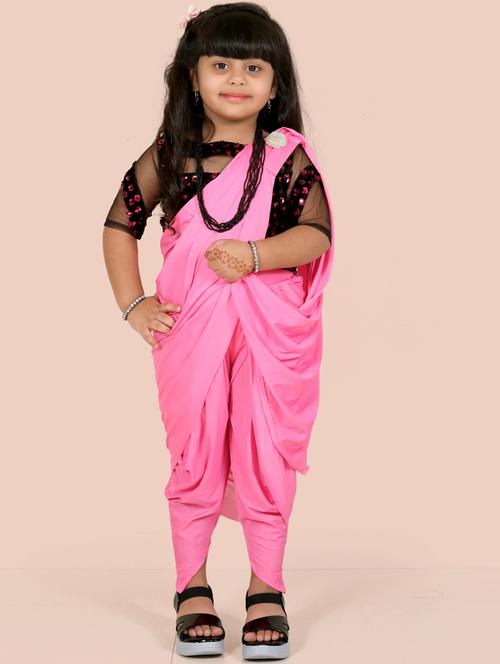 pink self design party wear saree - 20117636 - Very Small Image - 1