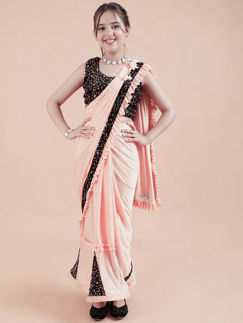 peach self design party wear saree - 20117641 - Very Small Image - 1