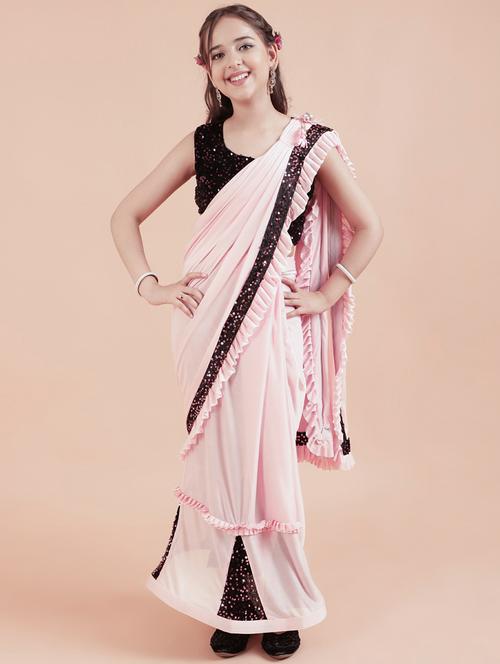 pink self design party wear saree - 20117651 - Very Small Image - 1