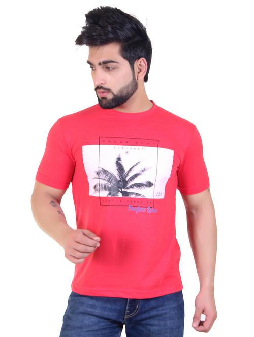 red printed round neck t-shirt - 20117836 - Very Small Image - 1