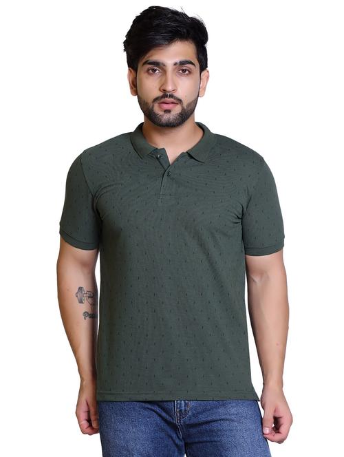 olive printed short sleeve polo t-shirt - 20117911 - Very Small Image - 1