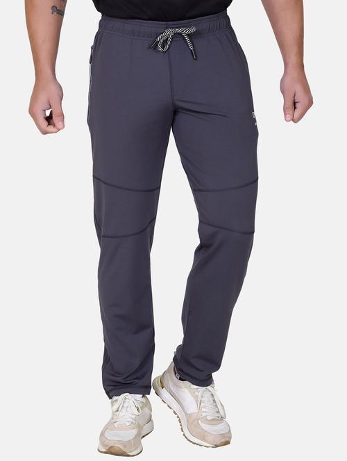 grey solid full length track pant - 20117965 - Very Small Image - 1