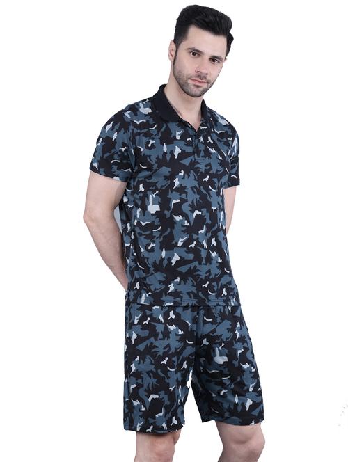 men blue printed co-ord sets - 20118022 - Very Small Image - 1
