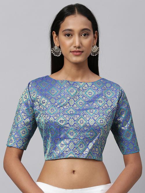 blue brocade blouse - 20118990 - Very Small Image - 1