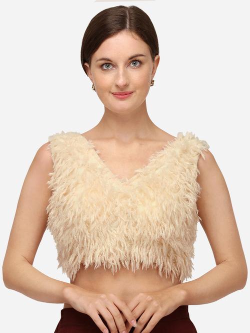 beige self design blouse - 20119027 - Very Small Image - 1