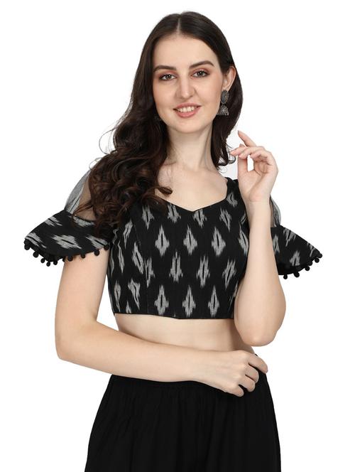black ikat blouse - 20119034 - Very Small Image - 1