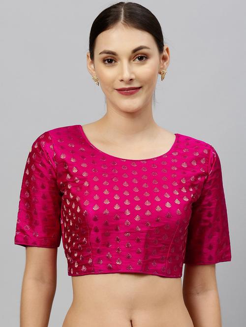 pink round neck stitched blouse - 20119348 - Very Small Image - 1
