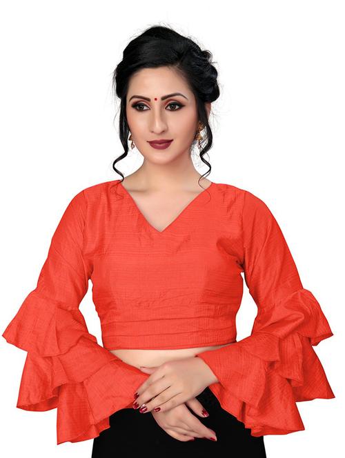 v-neck self design regular blouse - 20119428 - Very Small Image - 1