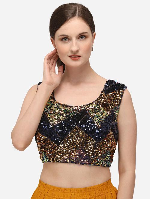 round neck self design regular blouse - 20119445 - Very Small Image - 1