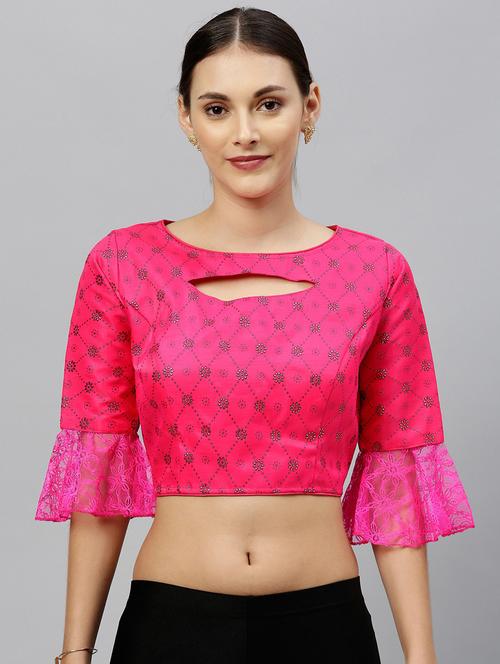 round neck self design regular blouse - 20119450 - Very Small Image - 1