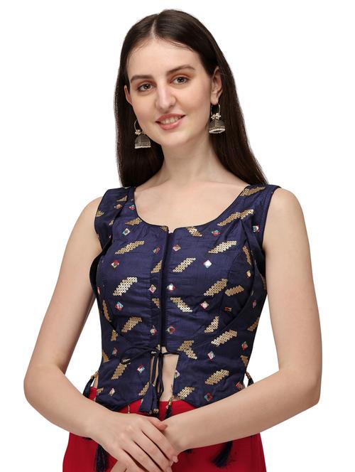 round neck self design regular blouse - 20119454 - Very Small Image - 1