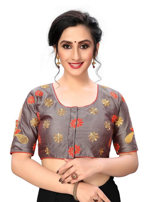 round neck self design regular blouse - 20119548 - Very Small Image - 1