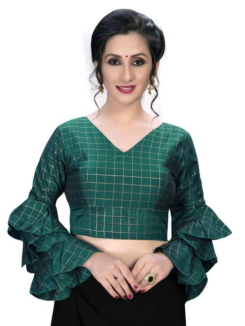 v-neck checkered print regular blouse - 20119553 - Very Small Image - 1