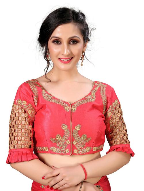v-neck self design regular blouse - 20119555 - Very Small Image - 1