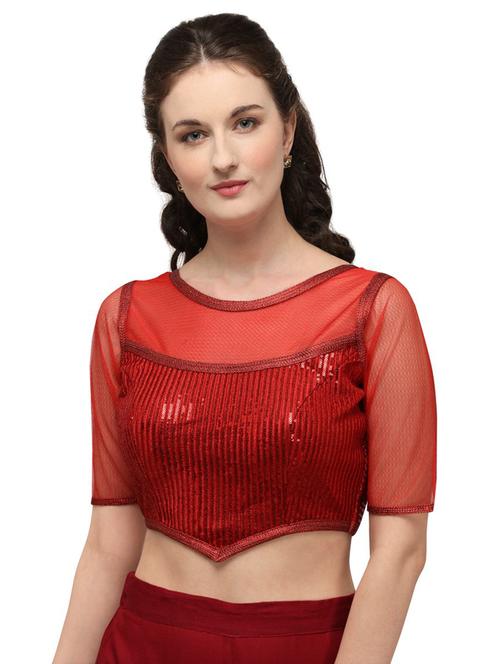 round neck self design regular blouse - 20119581 - Very Small Image - 1