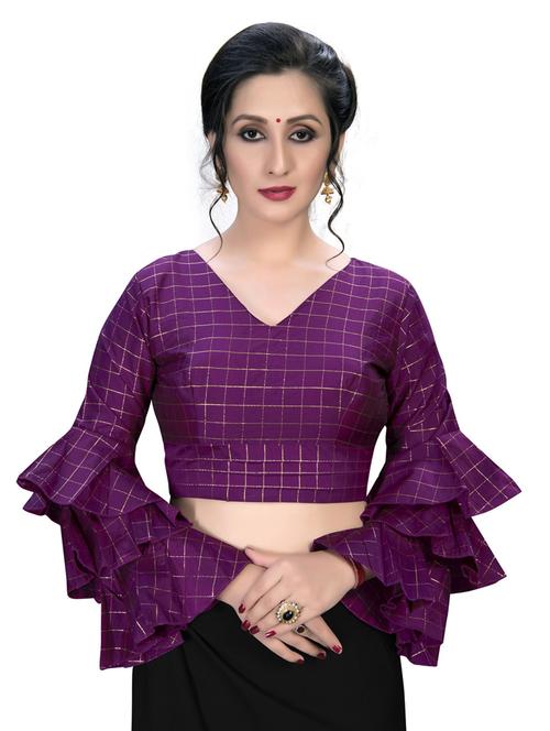 v neck self design regular blouse - 20119591 - Very Small Image - 1