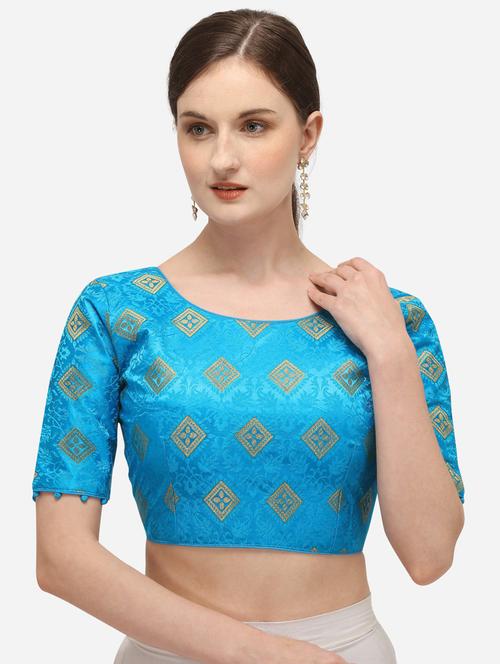 round neck self design regular blouse - 20119769 - Very Small Image - 1