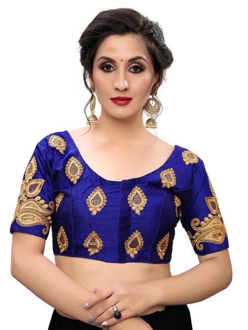 round neck self design regular blouse - 20119786 - Very Small Image - 1