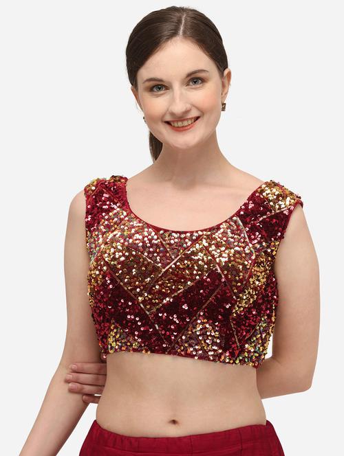 round neck self design regular blouse - 20119809 - Very Small Image - 1