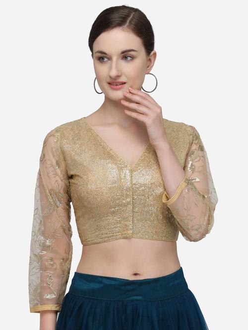 v-neck self design regular blouse - 20119844 - Very Small Image - 1