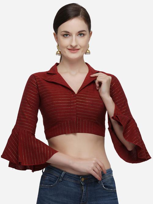 v neck stripes regular blouse - 20119871 - Very Small Image - 1